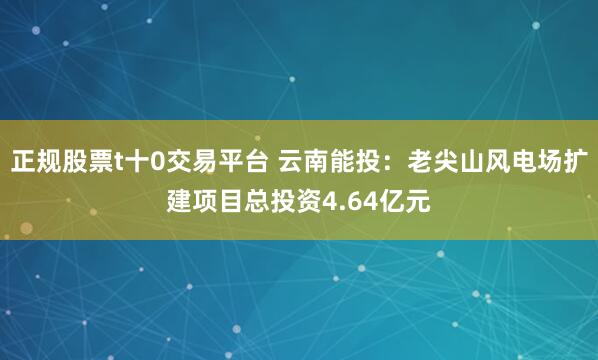 正规股票t十0交易平台 云南能投：老尖山风电场扩建项目总投资4.64亿元